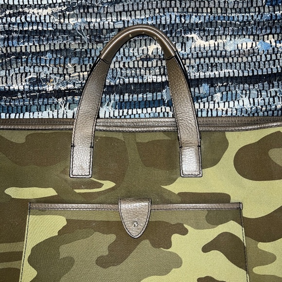 CONTAINER CAMOUFLAGE TWILL BRIEFCASE WITH LEATHER TRIM - Picture 2 of 14